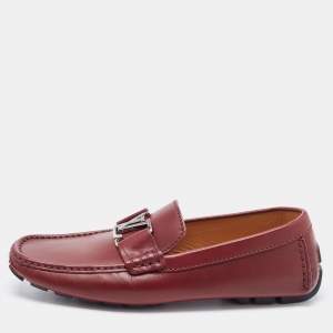 Louis Vuitton Burgundy Leather Monte Carlo Loafers Size 41