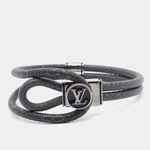 Louis Vuitton Loop It Coated Canvas Enamel Gunmetal Tone Bracelet