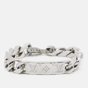 Louis Vuitton Monogram Silver Tone Chain Bracelet