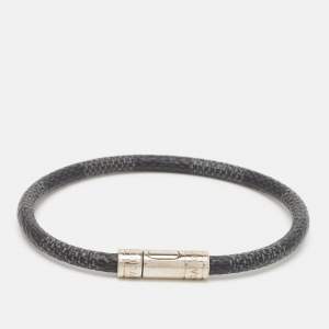 Louis Vuitton Damier Graphite Canvas Silver Tone Bracelet