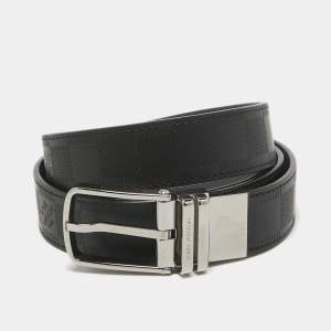 Pre Owned Louis Vuitton Black/Grey Damier Infini Leather Boston Reversible Belt 110 CM