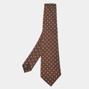 Louis Vuitton Brown Monogram Patterned Silk Tie 