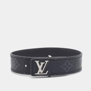 Louis Vuitton LV Slim Canvas Silver Tone Bracelet