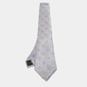 Louis Vuitton Blue Quatrefoil Pattern Print Silk Tie