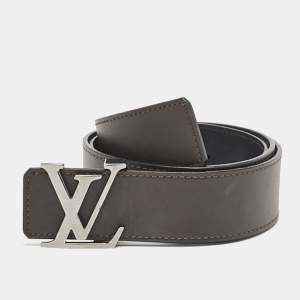 Louis Vuitton Dark Brown/Black Leather LV Initiales Reversible Belt 90CM