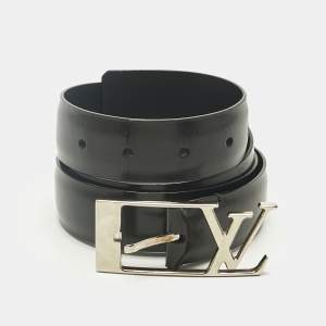 Pre Owned Louis Vuitton Black Leather Neogram Buckle Belt 95 CM