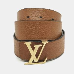 مملوكة مسبقًا حزام لوي فيتون مزين الأحرف الأولى لشعار الماركة 95 سم جلد تاورليون أسود وقابل للعكس