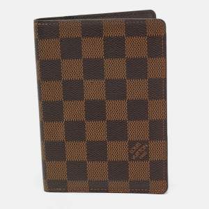 Pre Owned Louis Vuitton Passport Cover Damier Ebene Canvas