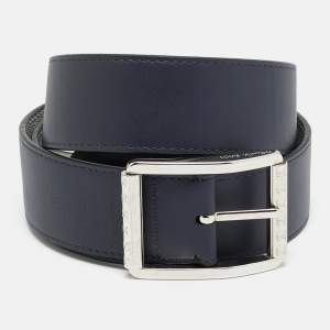 Pre Owned Louis Vuitton 100 CM Reversible Buckle Belt Blanc/Marine Monogram Canvas and Leather