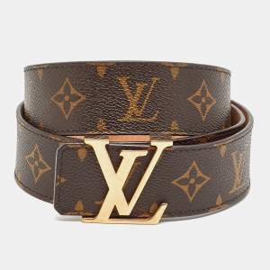 Pre Owned Louis Vuitton LV Initiales 95 CM Buckle Belt Monogram Canvas