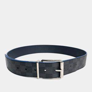 Pre Owned Louis Vuitton Blue Graphite Leather Belt