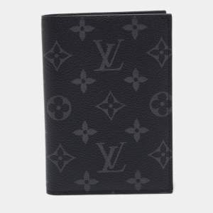 Pre Owned Louis Vuitton Passport Cover Monogram Eclipse Canvas
