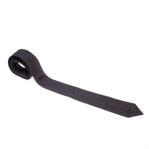 مملوكة مسبقًا Louis Vuitton Navy Blue Petit Damier Silk Jacquard Skinny Tie 