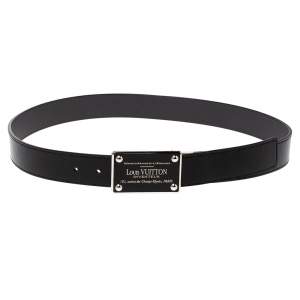 Louis Vuitton Black Damier Embossed Leather Inventeur Belt 95CM