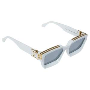 نظارة شمسية لوي فيتون "1.1 ميليونير" عاكسه فضي و نمط مونوغرامي أبيض