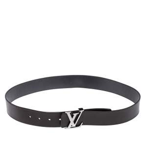 مملوكة مسبقًا Louis Vuitton Black/Dark Brown Leather Initiales Reversible Belt 90CM