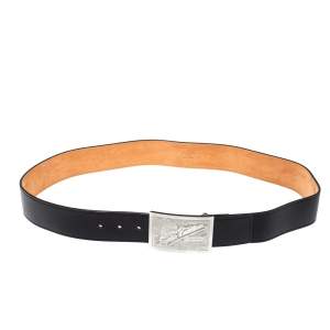 Louis Vuitton Black Leather Travelling Requisites Belt 110 CM