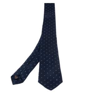 مملوكة مسبقًا Louis Vuitton Dark Blue Dot Motif Silk Tie