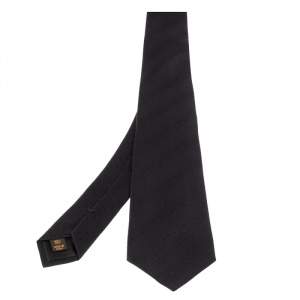 ربطة عنق لوي فيتون حرير جاكار مونوغرامي أسود