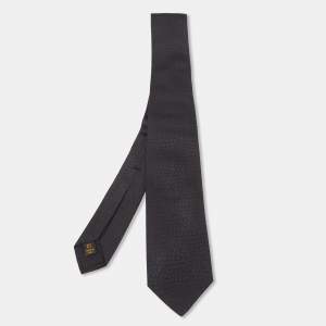 مملوكة مسبقًا Louis Vuitton Black Logo Jacquard Silk Tie