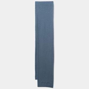 Louis Vuitton Blue Patterned Cotton & Cashmere Micro Damier Scarf