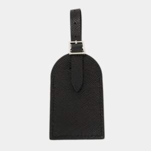 Pre Owned Louis Vuitton Black Taiga Leather Luggage Name Tag