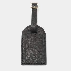 Pre Owned Louis Vuitton Black Taiga Leather Luggage Name Tag