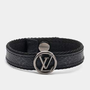 Louis Vuitton LV Circle Monogram Eclipse Canvas Gunmetal Tone Bracelet