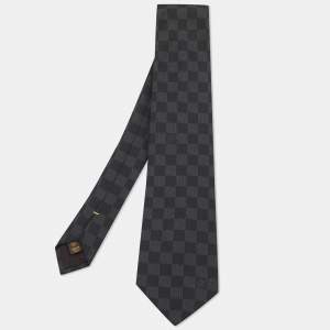 مملوكة مسبقًا Louis Vuitton Black Damier Ebene Silk Jacquard Tie