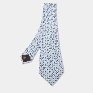 Louis Vuitton Blue Monogram Flower Print Silk Tie