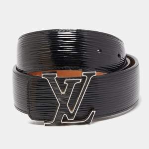 Louis Vuitton Black Electric Epi Leather LV Initiales Reversible Belt 85CM