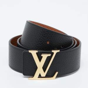 Louis Vuitton Black Taurillion Leather LV Initiales Reversible Belt 95CM