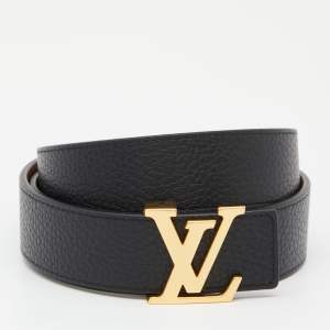 Louis Vuitton Black/Brown Taurillion Leather LV Initiales Reversible Belt 100CM