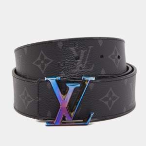 Pre Owned Louis Vuitton Monogram Eclipse LV Prism Reversible Belt 85CM