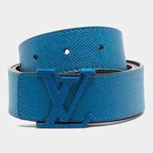 Louis Vuitton Blue Taiga Leather LV Initiales Belt 90CM