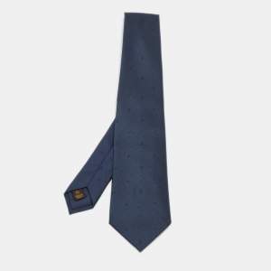 Louis Vuitton Navy Blue Logo Silk Tie