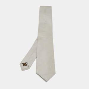 Louis Vuitton Grey Logo Silk Jacquard Tie 