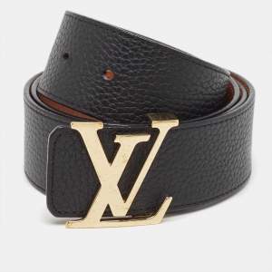 Pre Owned Louis Vuitton Black/Brown Taurillon Leather LV Initiales Belt Size 85 CM