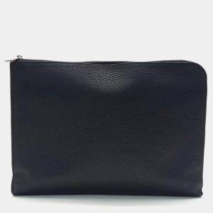 Louis Vuitton Black Leather Pochette Jour GM Clutch