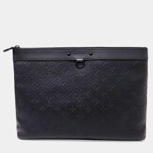 Louis Vuitton Black Calfskin Monogram Shadow Discovery Pochette 