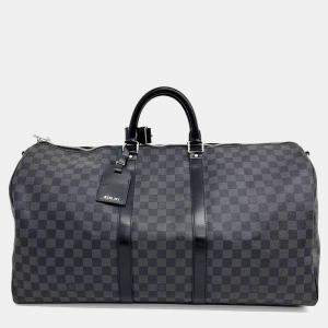 Louis Vuitton Graphite Bandouliere Keepall 55 Bag