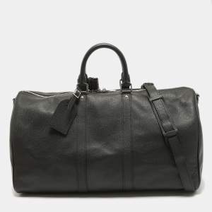 Louis Vuitton Black Leather Leather Keepall Bandoulière 50 Bag