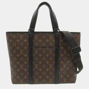 Louis Vuitton Coated Canvas Monogram Macassar Brown Black Weekend Tote Pm Bag