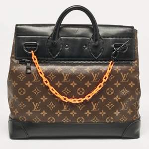 Louis Vuitton Black Leather and Monogram Canvas Solar Ray Steamer PM Bag