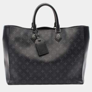 Louis Vuitton Coated Canvas Leather Black Grand Sac Monogram Eclipse Tote Bag