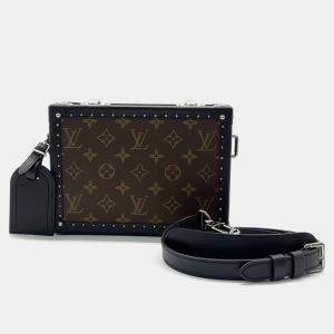 Pre Owned Louis Vuitton Black Brown Coated Canvas Macassar Clutch Box Bag