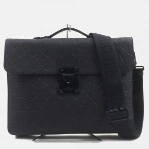 Louis Vuitton Black  Leather S lock Business Bag