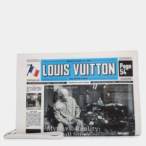 Louis Vuitton White Leather Newspaper Clutch 