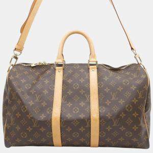 Louis Vuitton Brown Monogram Keepall Bandouliere 45 Satchel Bag