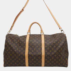  Louis Vuitton  Brown Monogram Keepall Bandouliere 60 Satchel Bag